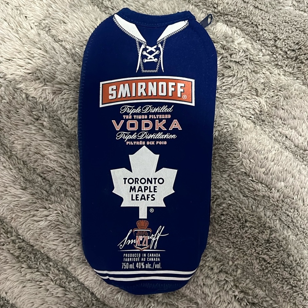 Vintage Smirnoff Toronto Maple Leafs neoprene bottle sleeve